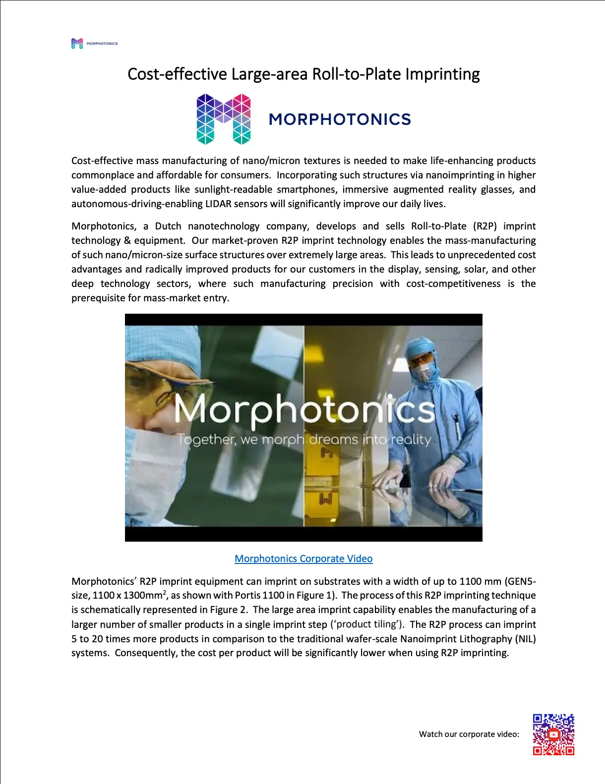 Morphotonics Large Area Imprinting Whitepaper